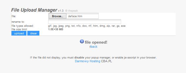 Deface Dengan File Upload Manger v1.3 Rename To