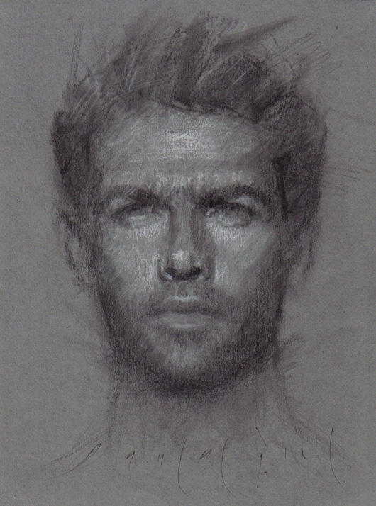 A DRAWING A DAY: Portrait of a young man original charcoal drawing