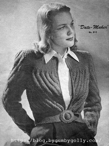 The Vintage Pattern Files: Free 1940's Knitting Pattern - The Date Maker Cardigan The Vintage Pattern Files: Free 1940's Knitting Pattern - The Date Maker Cardigan