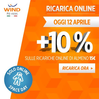 Promo Wind: ricarica online e ricevi il 10% in più in omaggio [solo oggi 12 aprile 2018]