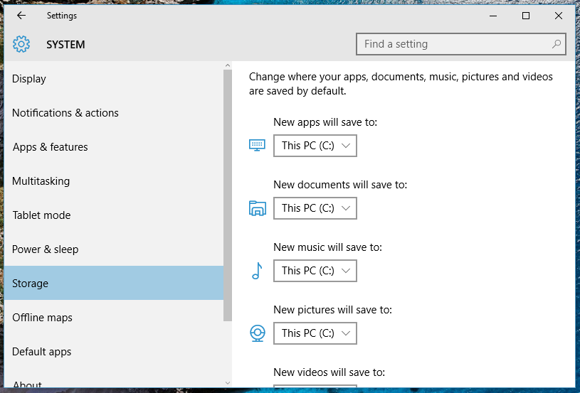 Save file to another folder of drive in windows 10
