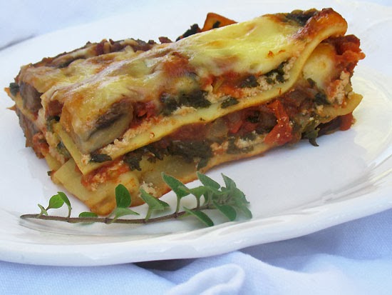 vegetarian mushroom and spinach lasagna