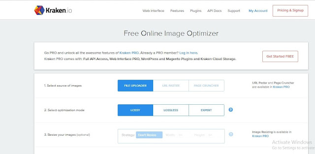 Kraken is an online image compression site