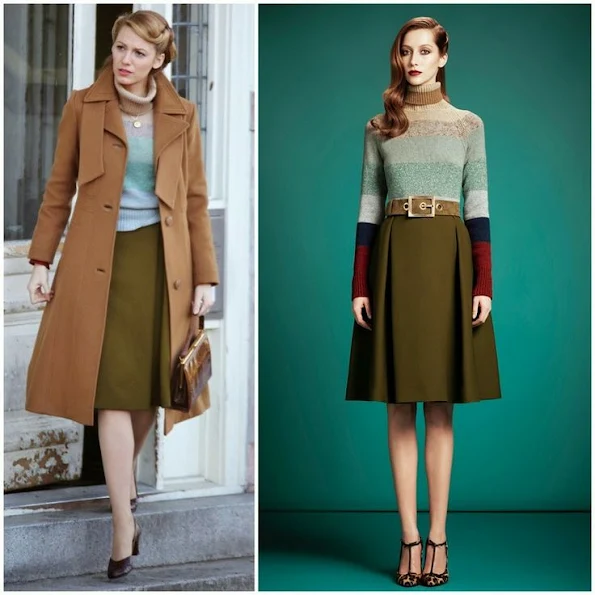 Blake Lively wears Gucci blouse and skirt for On The Set Of Age of Adaline