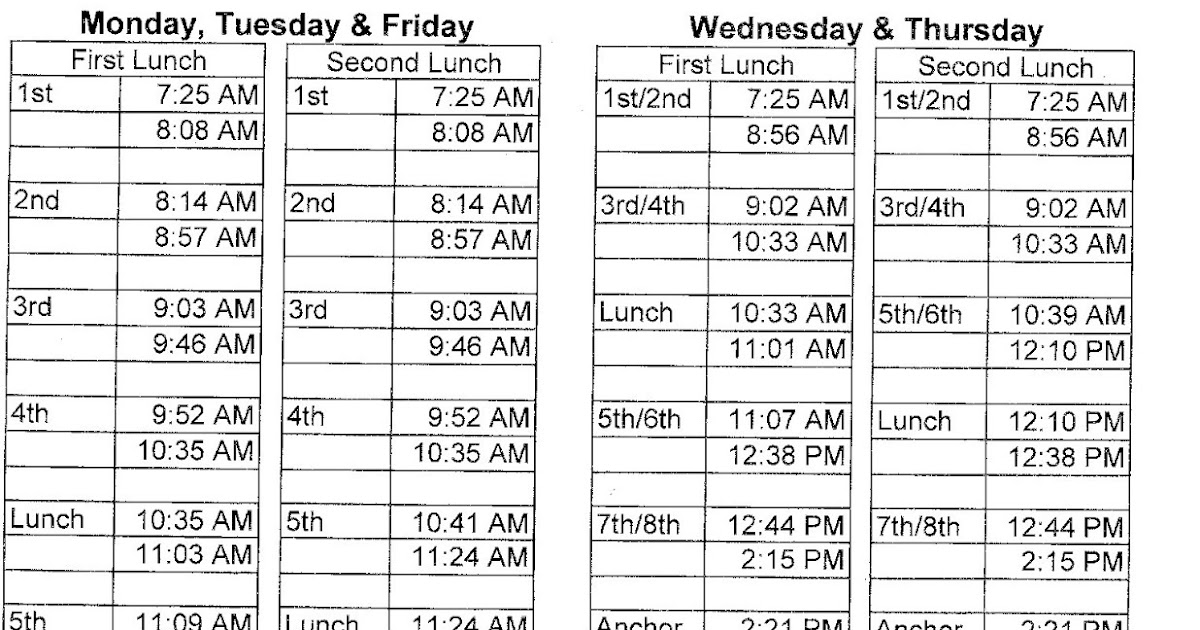 NHS Announcements New Bell Schedule