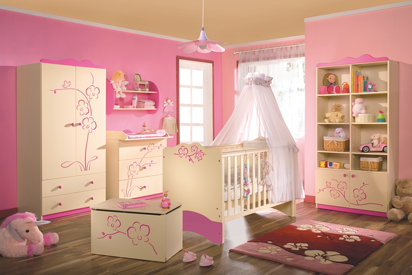 Image chambre bébé fille rose
