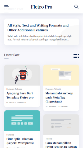 Tampilan Mobile Template Fletro Tampilan Mobile Template Fletro