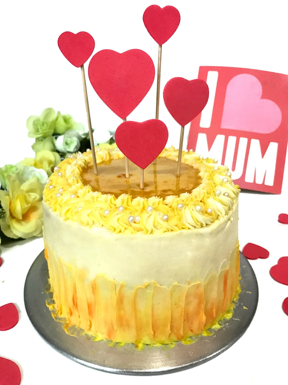 orange chiffon cake with orange curd and yuzu glaze