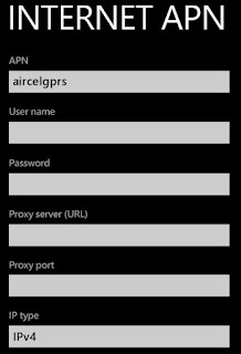 Aircle GPRS Settings for Nokia Lumia 520, 525, 620, 625, 720 / Windows Mobiles: