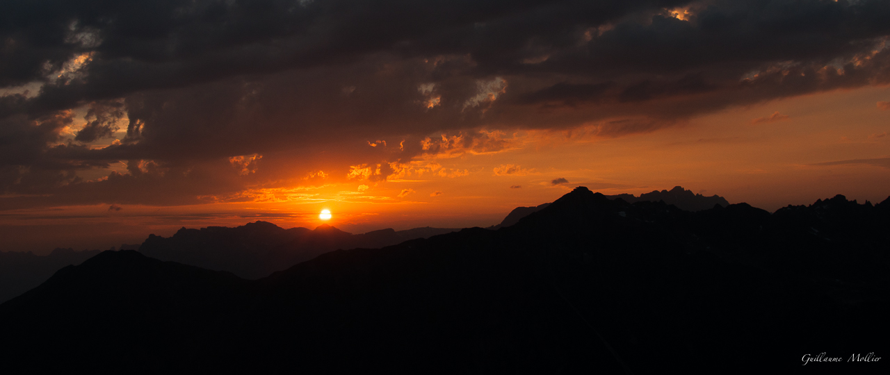 photos montagne, panoramique, nature couché de soleil orange