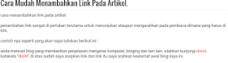 cara mudah menambahkan link pada artikel. | blog