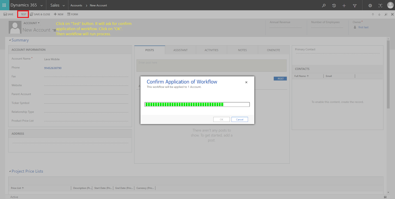 MICROSOFT DYNAMICS 365: Run workflow on ribbon button in Dynamics CRM