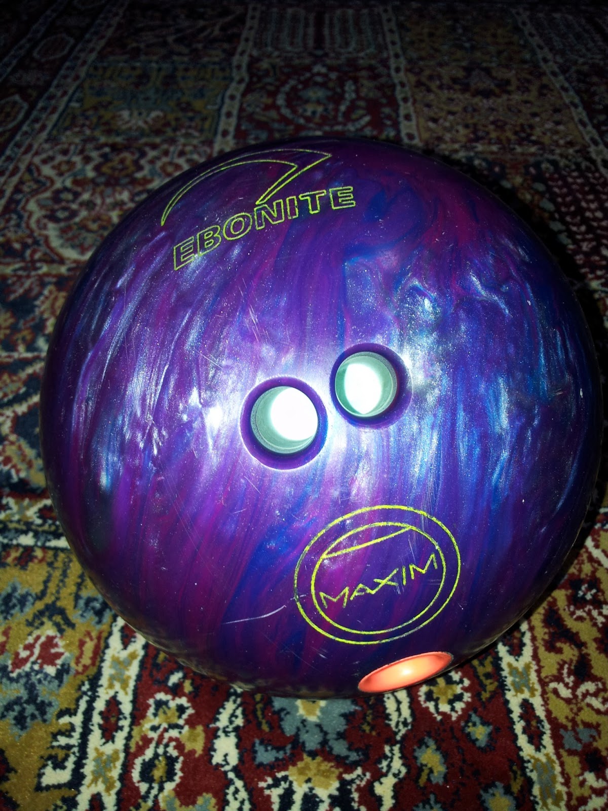 Boule De Bowling Ebonite Maxim Bleue 6kg - Avec Sac - Vintage 73 JAN