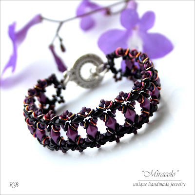 fioletowa bransoletka z diamonduo, violet bracelet
