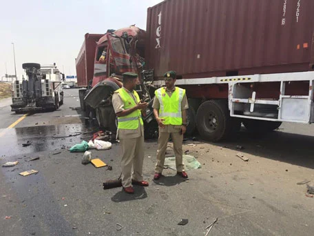 Three-truck, Collision, Emirates Road, Wednesday, Resulted, Death, One person, Injuring, Another.