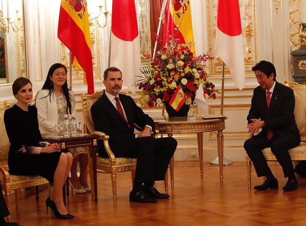 King Felipe and Queen Letizia met with Japan's Prime Minister Shinzo Abe and his wife Akie Abe at Akasaka Palace in Tokyo