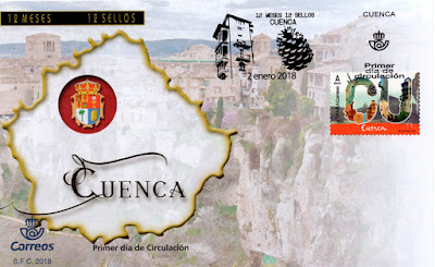Sobre Primer Día del sello dedicado a Cuenca