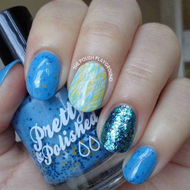 Blue and Yellow Texture Double Stamping Nail Art