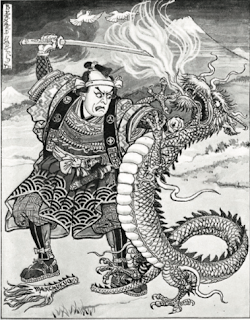 John Bernard Partridge, an illustrator and cartoonist, depicts Japan threatening China in an untitled cartoon for the British magazine Punch