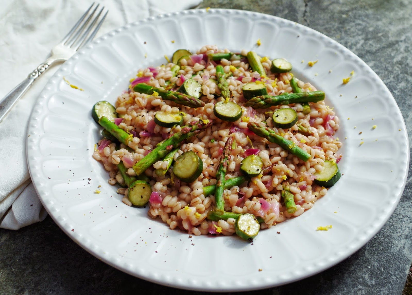 Lemon Asparagus Pearl Barley Risotto Euphoric Vegan