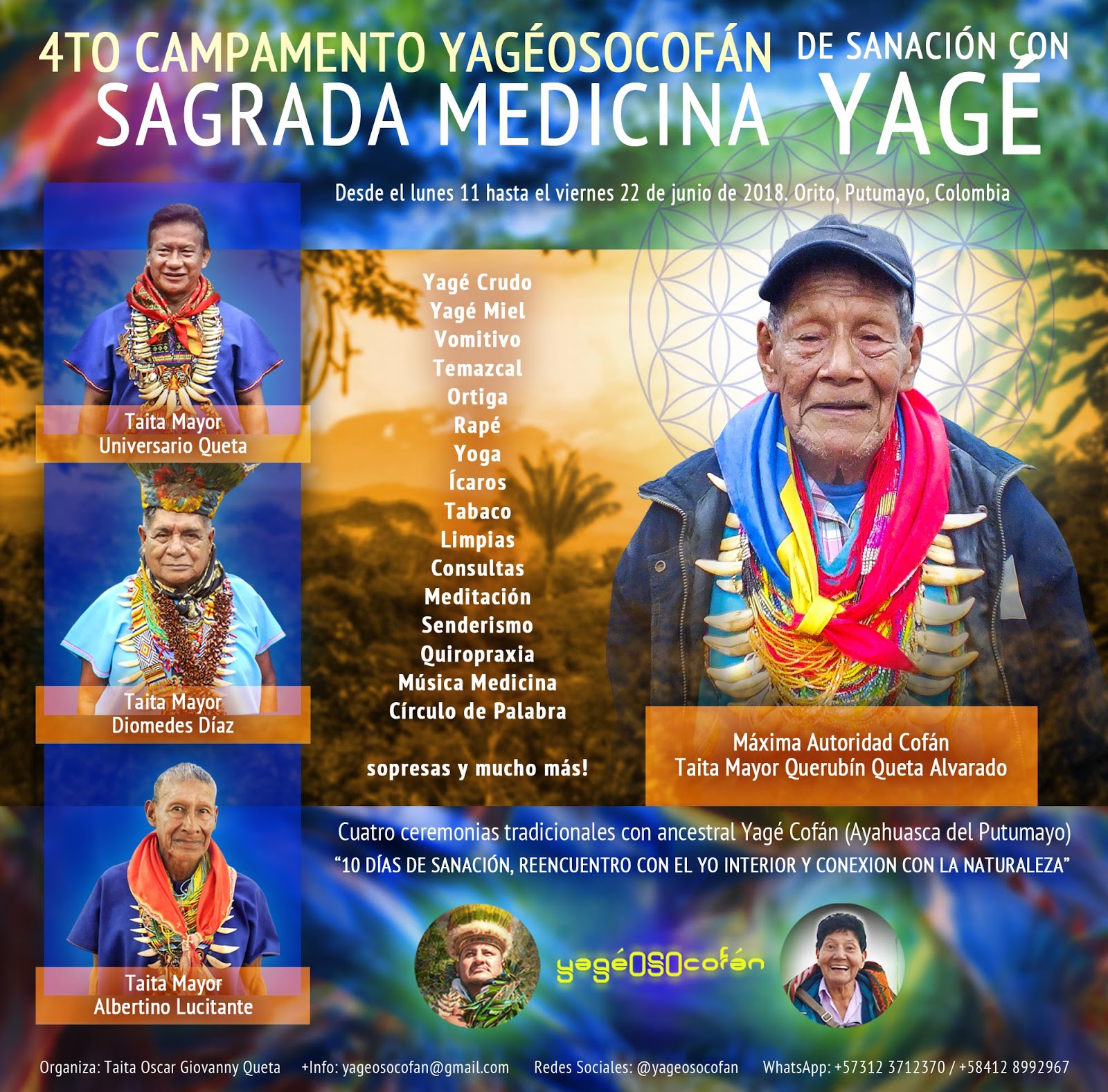 Yagé Oso Cofán TAITA MAYOR QUERUBIN QUETA ALVARADO. 4to Campamento