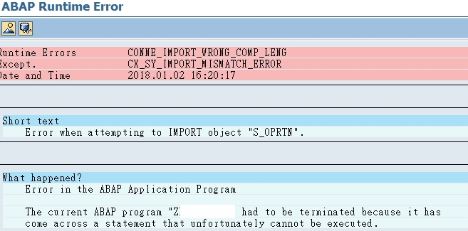 ERIC YANG'S NOTEPAD: ABAP/4 : Runtime Errors : CONNE_IMPORT_WRONG_COMP ...