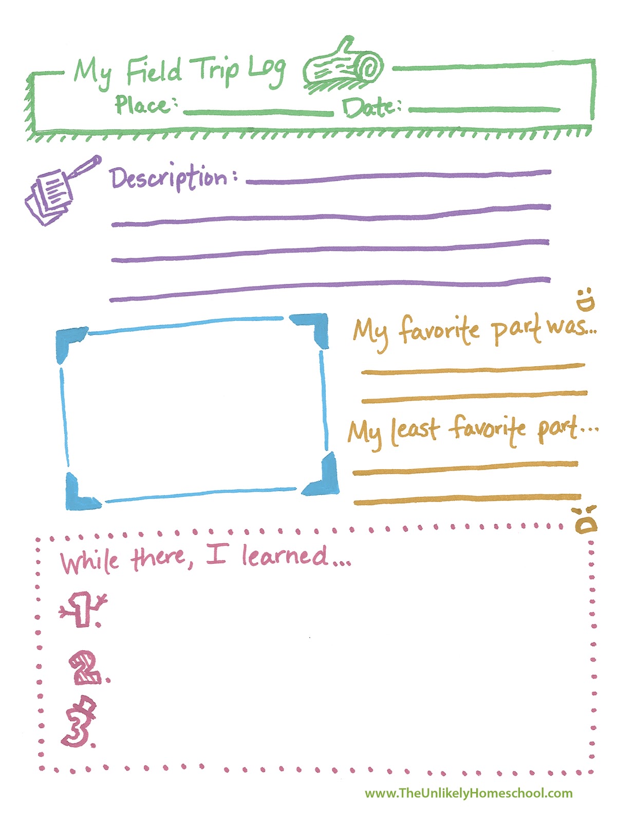 The Unlikely Homeschool Field Trip Log Printable The Unlikely Homeschool Field Trip Log Printable