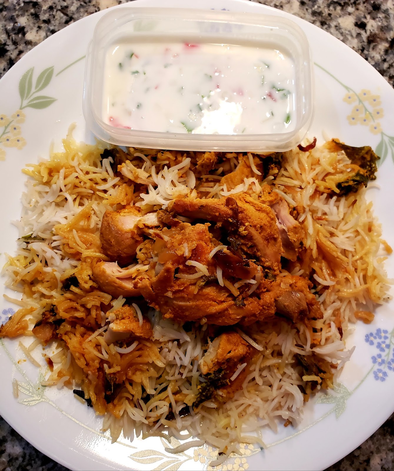 Chicken Dum Biryani With Raita (In a Pressure Cooker)