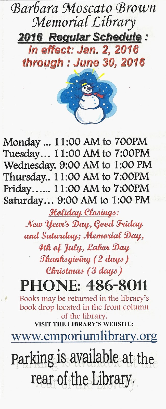 Cameron County PA News Barbara Moscato Brown Memorial Library