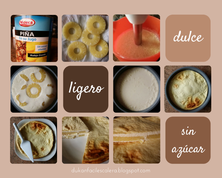 Tarta fría de piña y queso.Receta dulce facilísima light y sin calorías para todo tipo de dietas y a partir del miercoles para la Dukan suave,LA ESCALERA NUTRICIONAL.