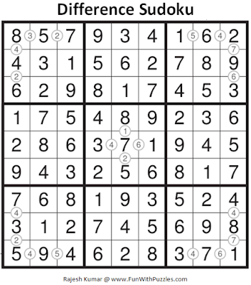 Answer of Difference Sudoku Puzzle (Daily Sudoku League #212)