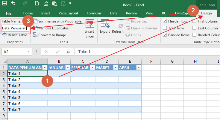 Cara Merubah Nama Tabel Excel