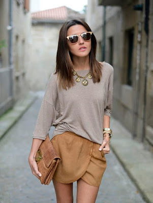 Street style | Wrap skirt on neutral outfit | Luvtolook | Virtual Styling