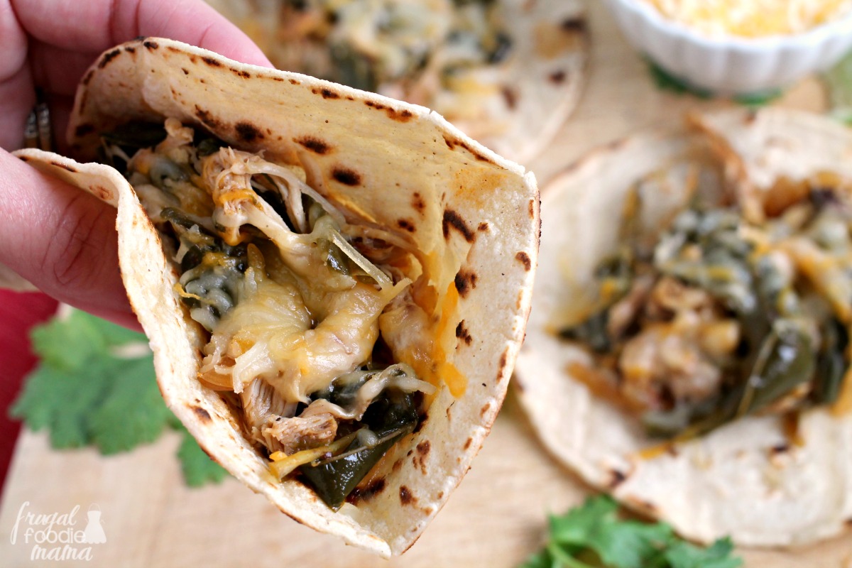 Frugal Foodie Mama Slow Cooker Chipotle Chicken & Poblano Street Tacos