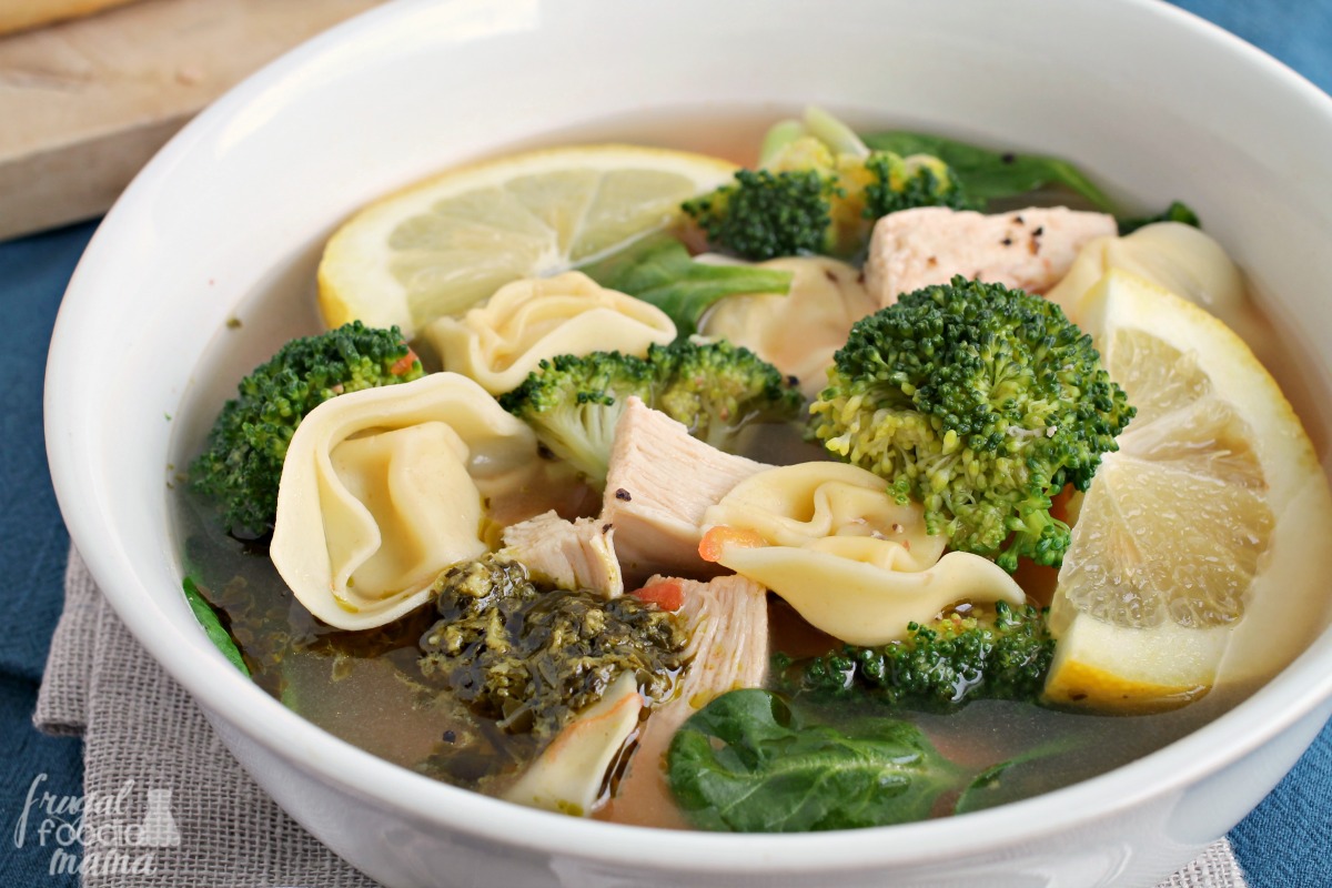 Frugal Foodie Mama Italian Chicken & Tortellini Broth Bowls