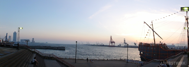 Cruise Ship Santa Maria Tempozan harbor village Osaka panorama