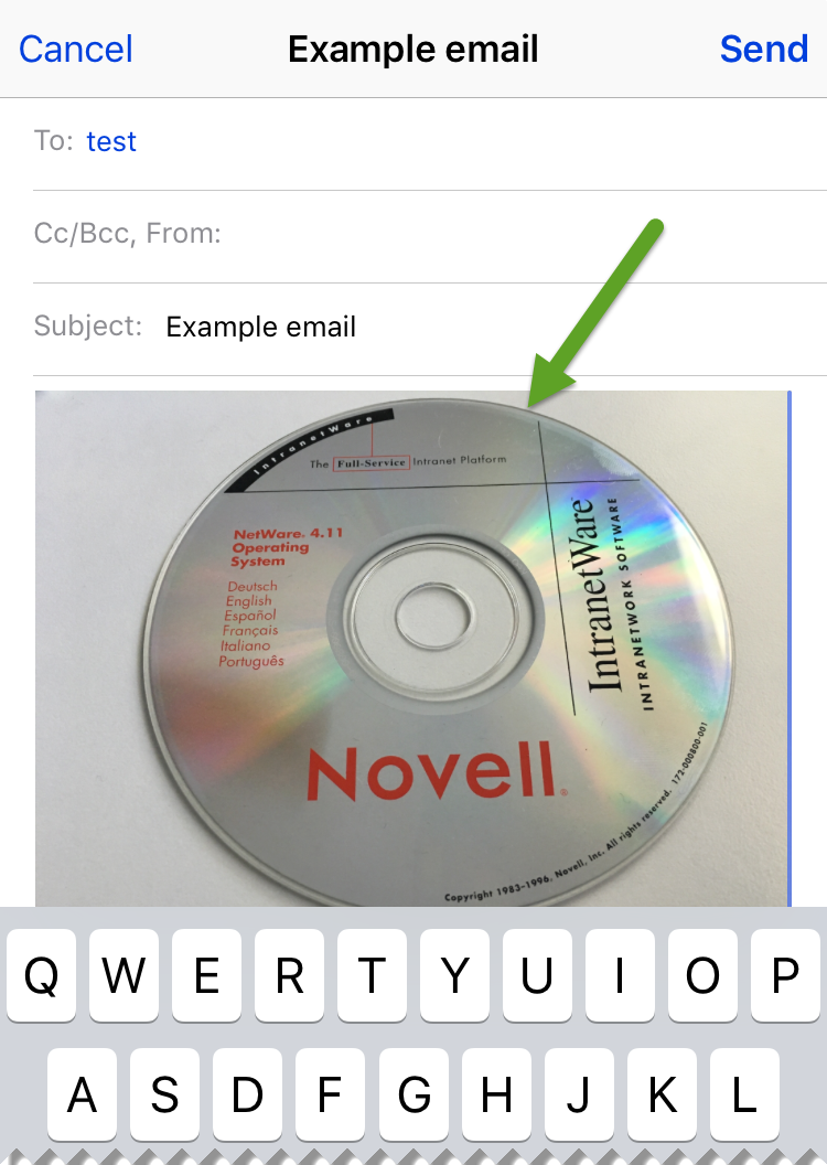 Eyonic Systems Inserting Photos from Within an Email on iPhones