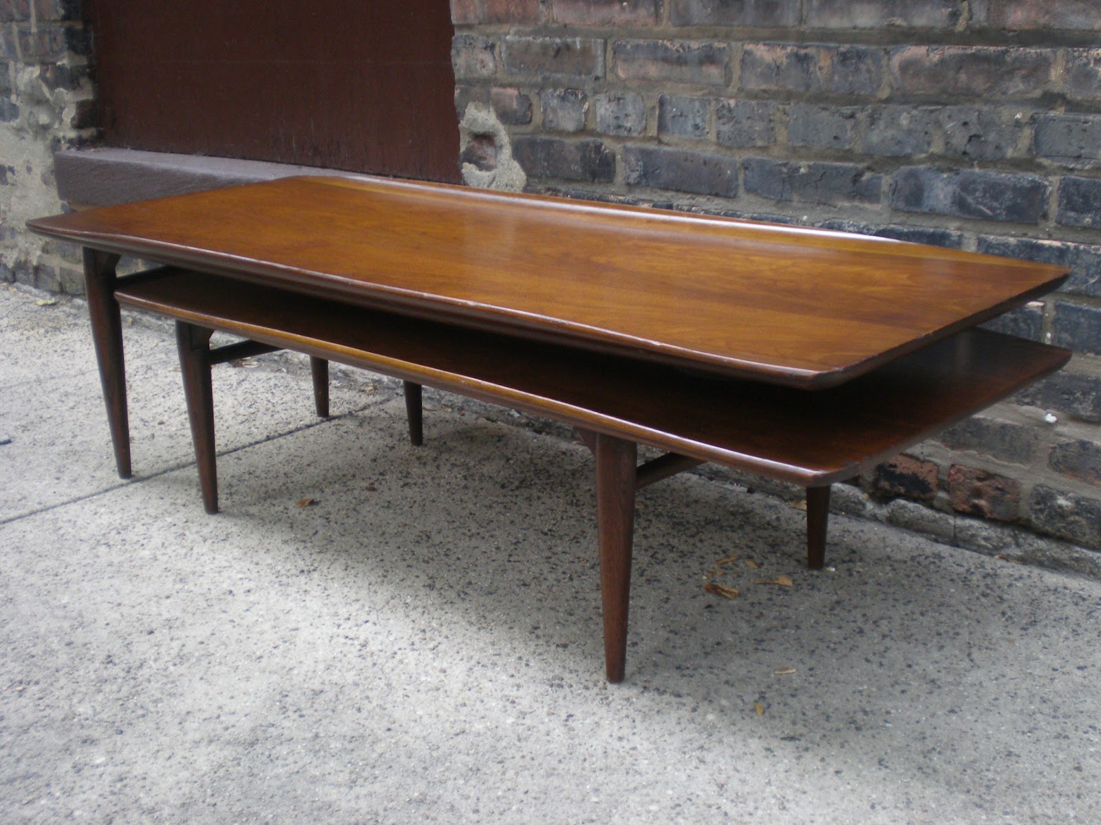 Mid Century Chicago Bassett Artisan Walnut Dual Level Swivel Coffee