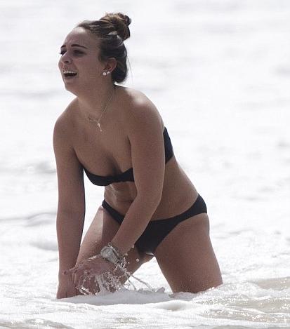 Chloe Green at Beach in Black Bikini Photos