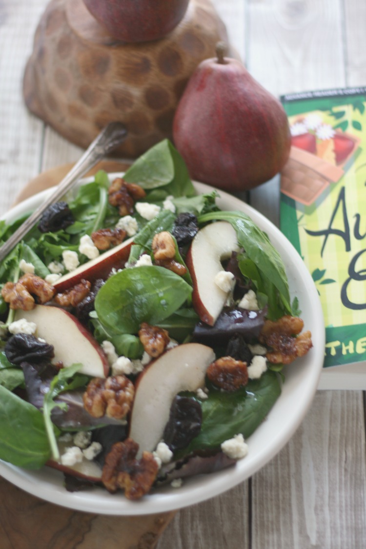 Pear and Baby Greens Salad w/ Spiced Maple Walnuts | The Austen Escape