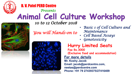 PERD Centre Animal Cell Culture Workshop | 10 to 12 October 2018