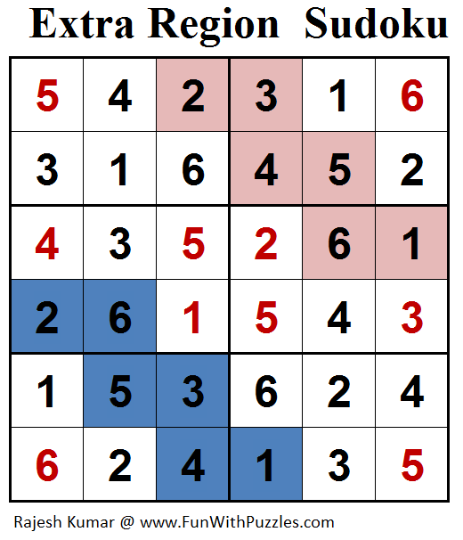 Extra Region Sudoku (Mini Sudoku Series #83) Solution