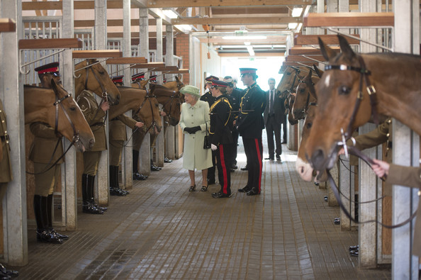 Queen Elizabeth visit to The King's Troop Royal Horse Artillery unit at Woolwich Barracks in Woolwich
