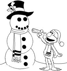 Free printable sesame street coloring pages for kids Celebrate Christmas Coloring Pages : Elmo Make A Snowman | Kids