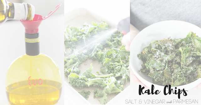 Here's the recipe you are looking for! The most perfectly easy kale chips. These oven baked kale chips are so versatile and are ready to go in 15 minutes!   kale chips, homemade chips, healthy chips, diet chips, healthy eating, flavor of life olive oil, extra virgin olive oil recipe, parmesan chips, salt and vinegar chips