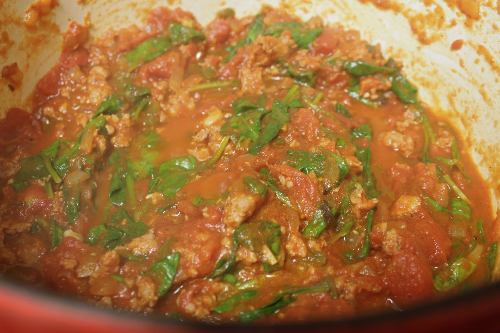 Sometimes Carbs happen (Pasta With Sausage, Spinach, and Jalapeño) My