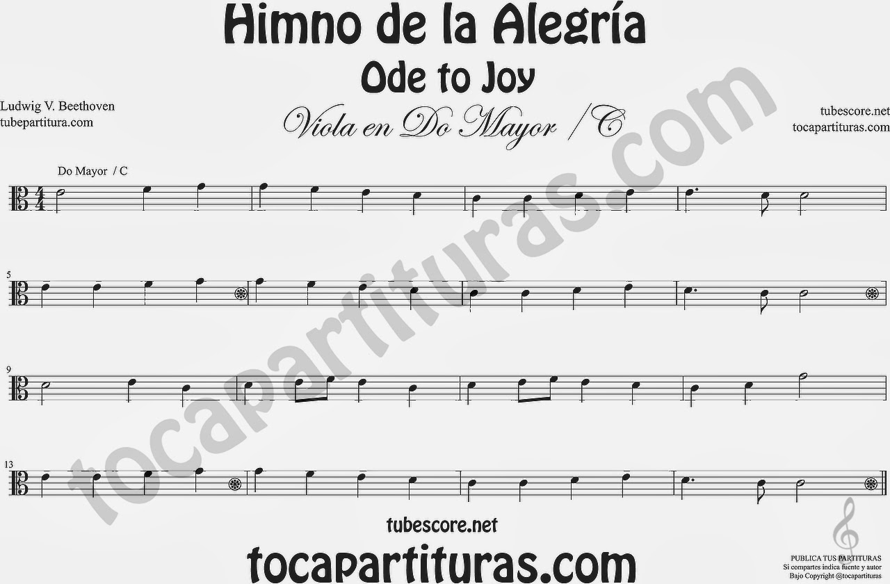 Acechar caja Flexible diegosax: El Himno de la Alegría (Oda a la alegría) de Beethoven Partitura  Fácil de la Novena Sinfonía en Do, Fa, Sol Mayor, La, Re Mayor para todos  los instrumentos