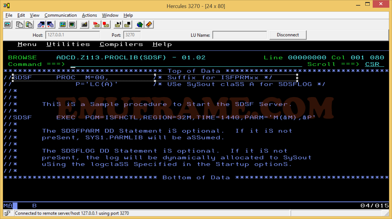 Permitir que todas as opções SDSF Hercules & Mainframe