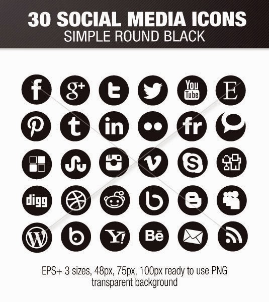 Round Social Media Icons black