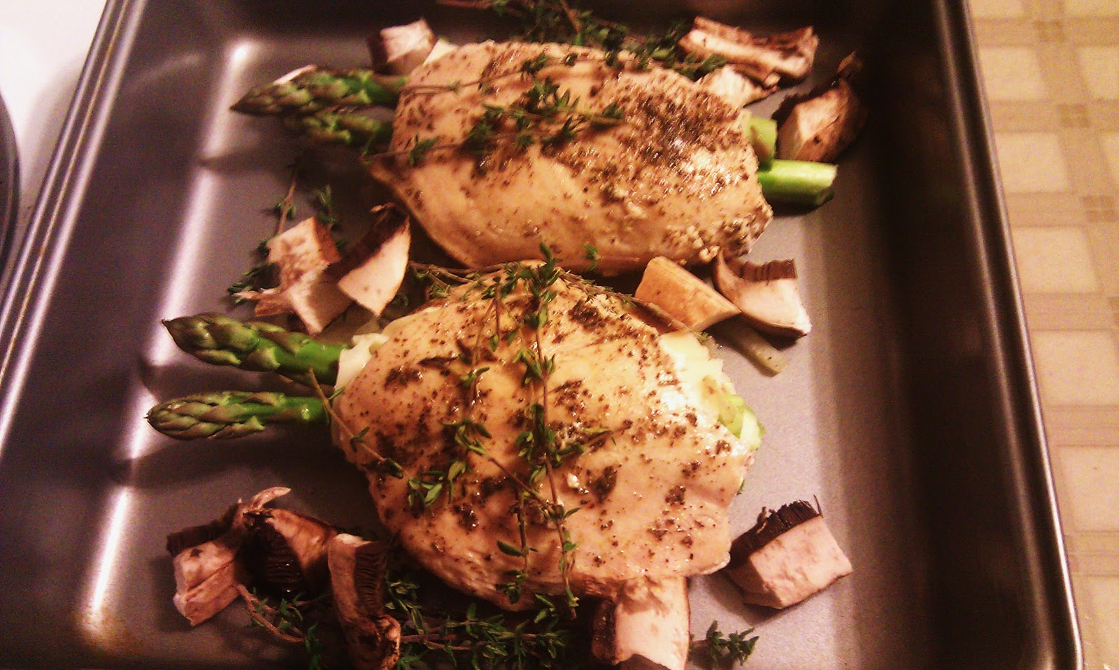 Roasted Stuffed Chicken and Mixed Greens with Lemon Vinaigrette